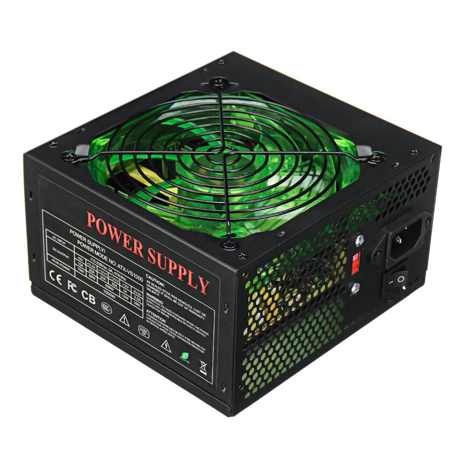 Amazon | PC電源 1000W電源120mm LEDファン24ピンPCI SATA ATX 12V